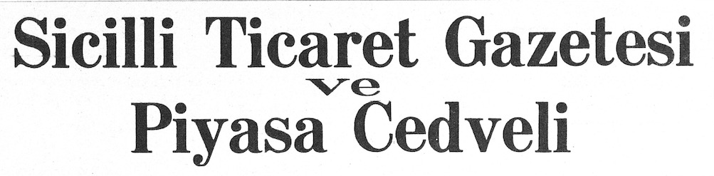 Sicilli Ticaret Gazetesi ve Piyasa Cedveli